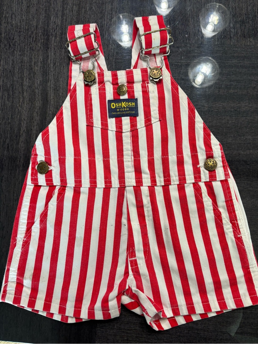 Vintage OshKosh B'gosh Red & White Striped Short shortalls